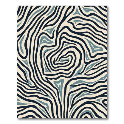 Coastal Blue Zebra Stripe Waves Rug