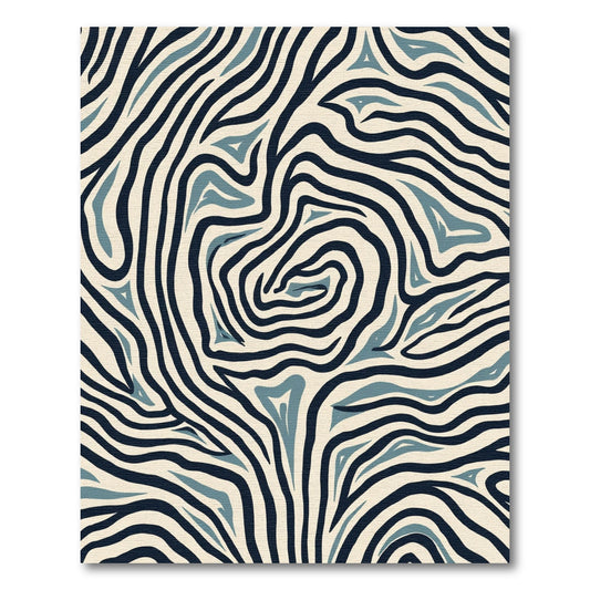 Coastal Blue Zebra Stripe Waves Rug