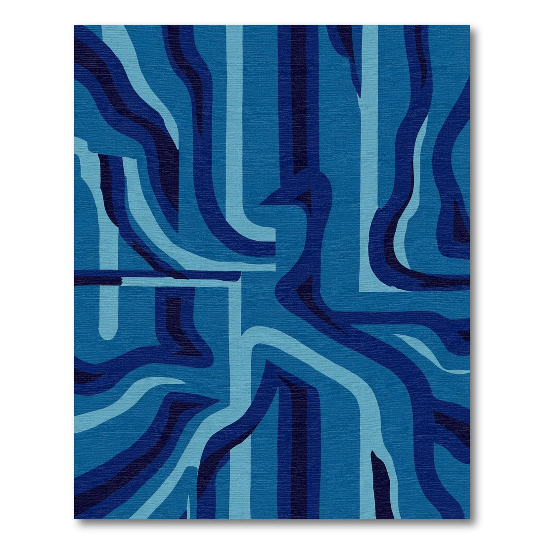 Deep Blue Wavy Stripe Arrangement Rug