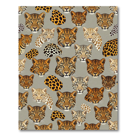 Leopard Heads Spotty Wildlife Pattern Rug