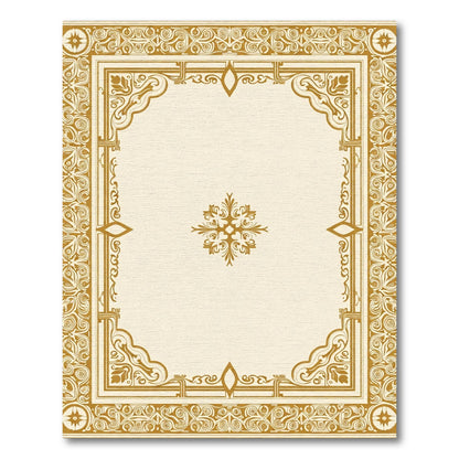 Ornate Golden Floral Medallion Frame Rug