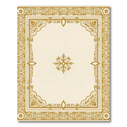 Ornate Golden Floral Medallion Frame Rug