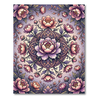 Elegant Ethereal Peony Blush Mandala Rug