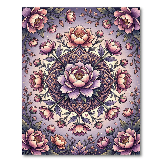 Elegant Ethereal Peony Blush Mandala Rug