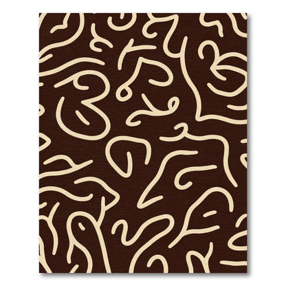 Dark Cream Abstract Swirl Flow Rug
