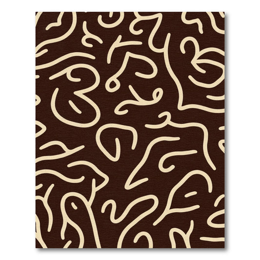 Dark Cream Abstract Swirl Flow Rug