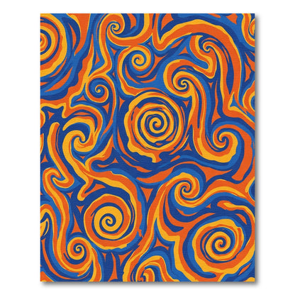 Vibrant Blue Orange Swirls Rug