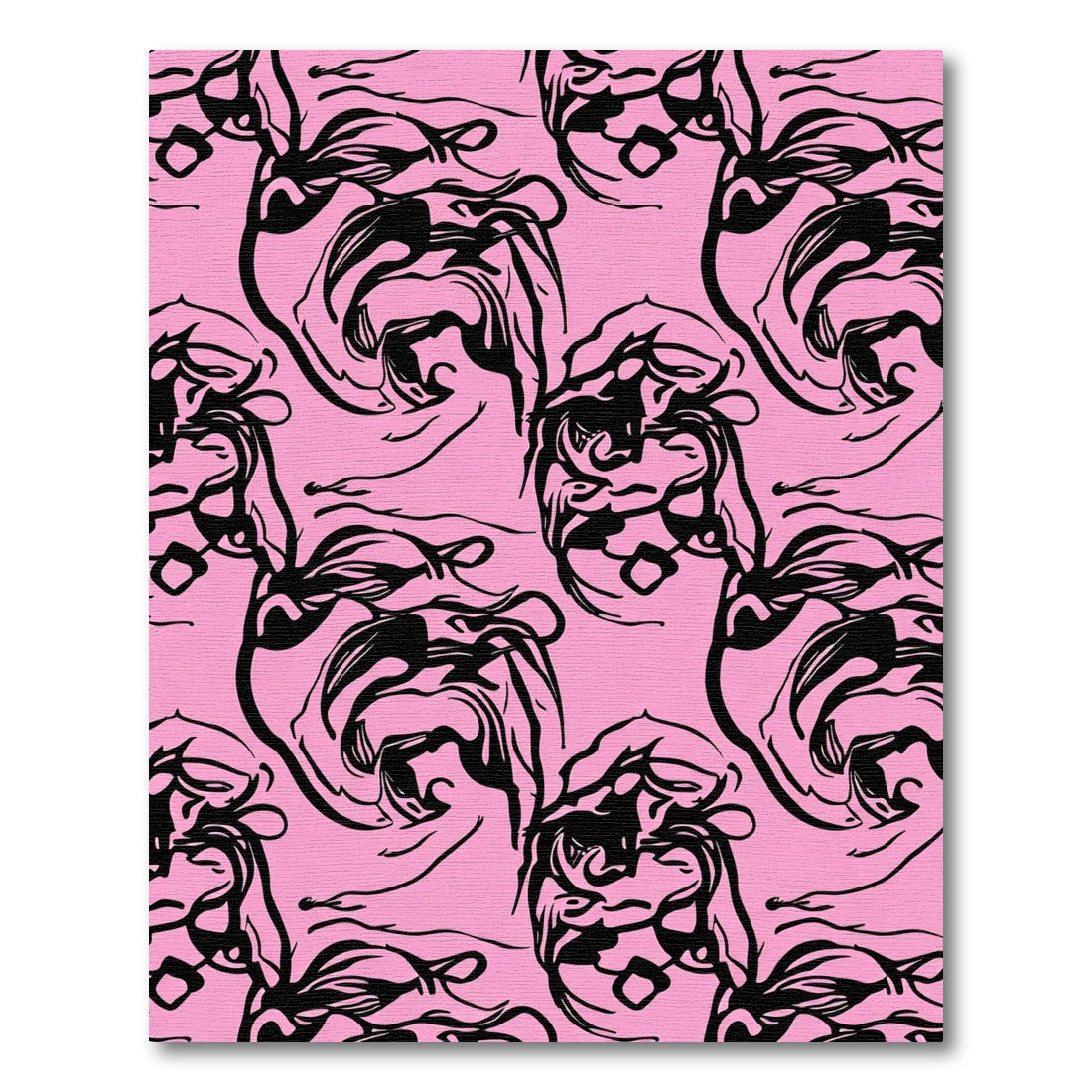 Bold Black Swirls Pink Background Rug