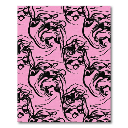 Bold Black Swirls Pink Background Rug