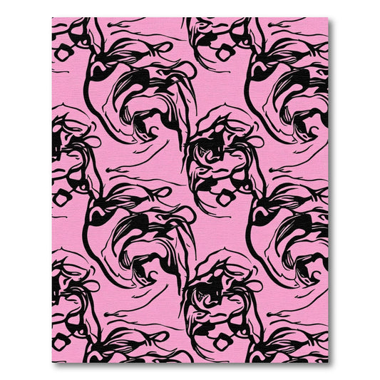 Bold Black Swirls Pink Background Rug