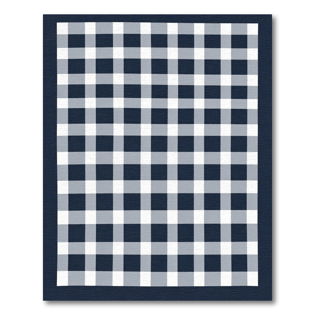 Classic Navy White Gingham Check Rug
