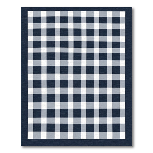 Classic Navy White Gingham Check Rug