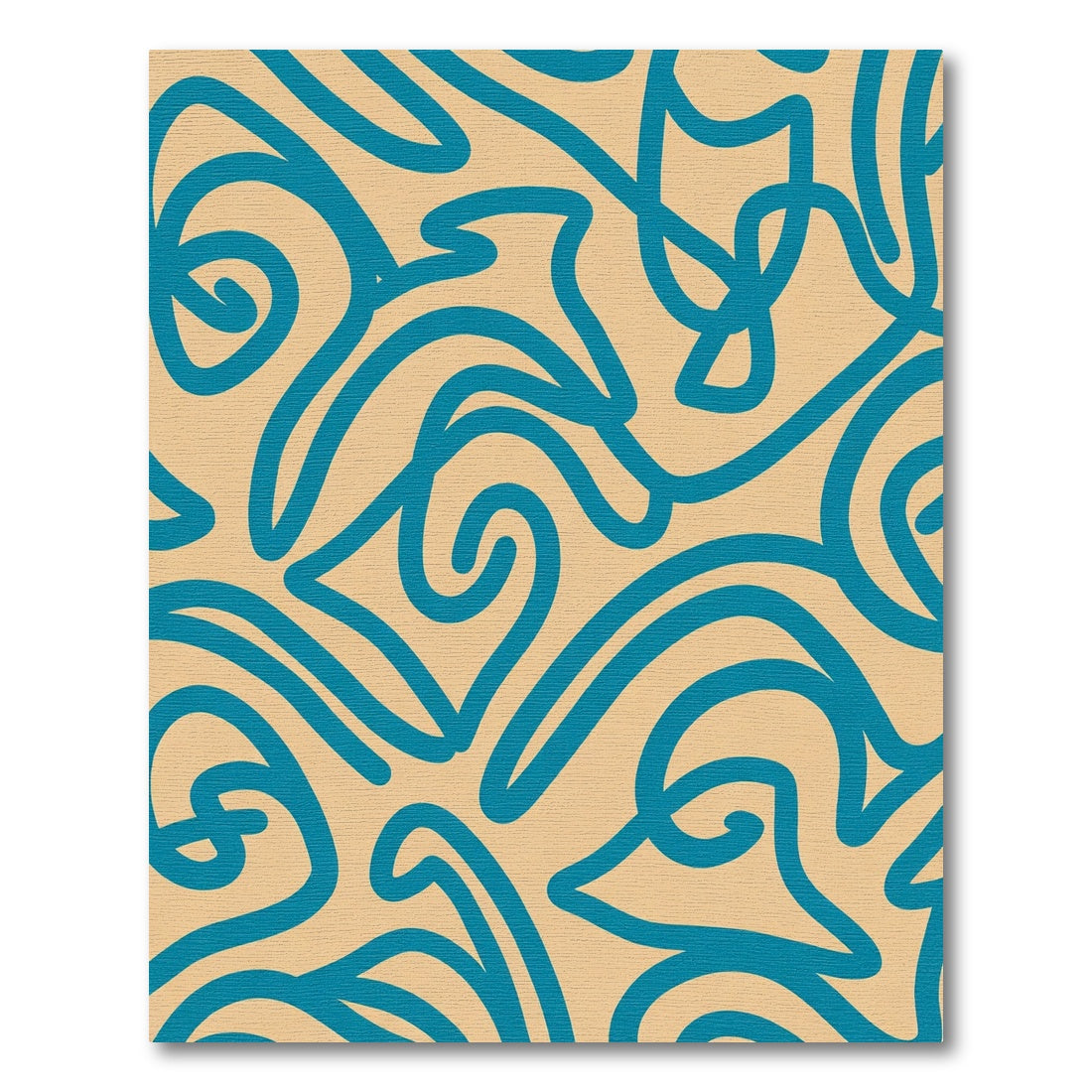 Aqua Swirls on Beige Background Rug