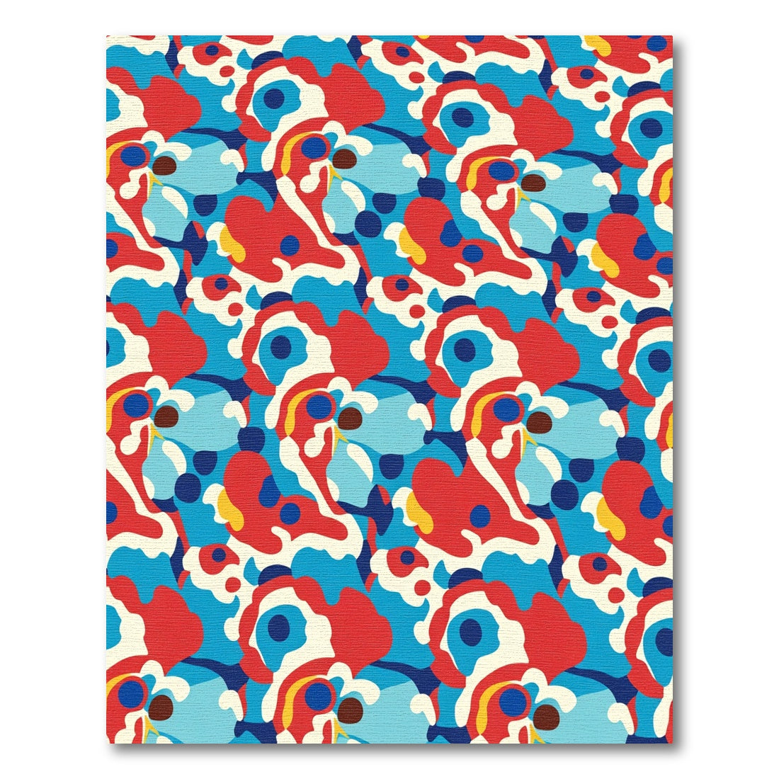Abstract Crimson Blue Organic Shapes Rug