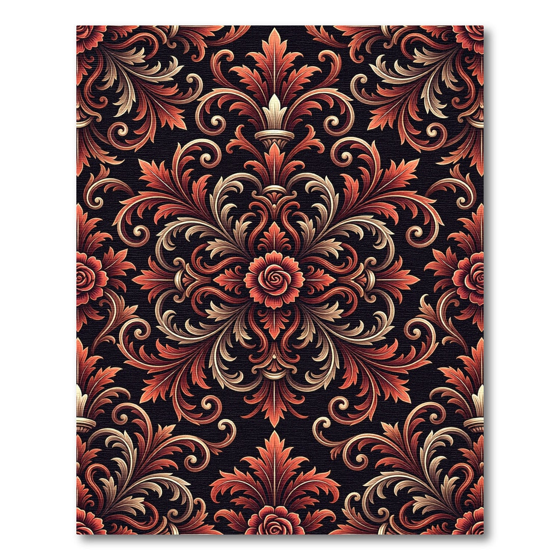Classic Red Floral Swirl Medallion Rug