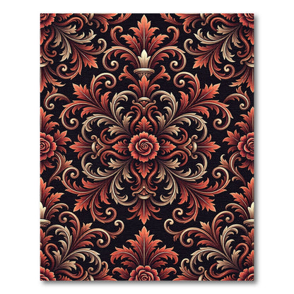 Classic Red Floral Swirl Medallion Rug