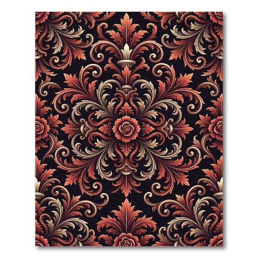 Classic Red Floral Swirl Medallion Rug