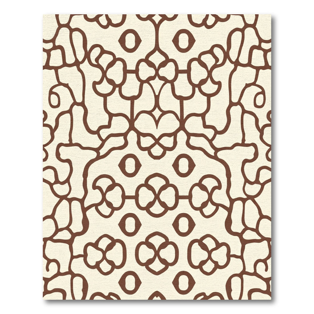 Brown Outline Cream Ochre Lattice Rug