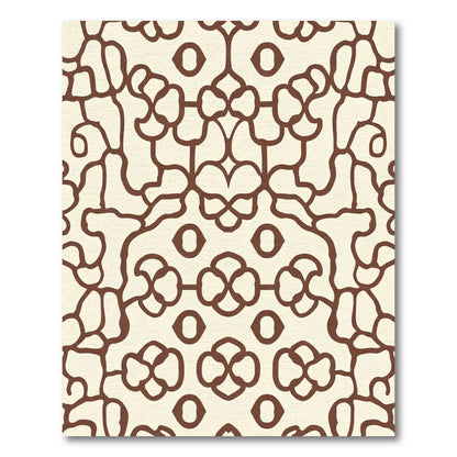 Brown Outline Cream Ochre Lattice Rug