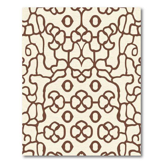 Brown Outline Cream Ochre Lattice Rug