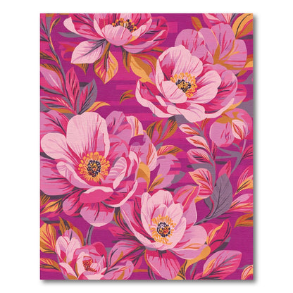 Vibrant Pink Peony Floral Bloom Rug