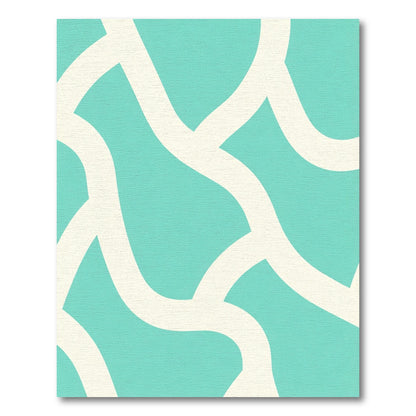 Aqua White Interlocking Scallop Rug