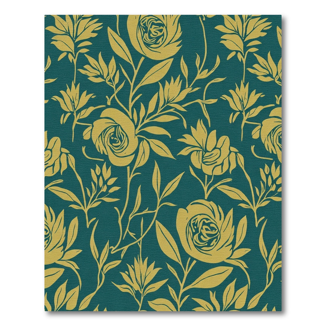 Teal Gold Floral Garden Whimsical Rug
