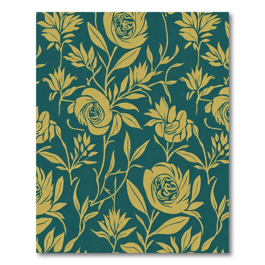 Teal Gold Floral Garden Whimsical Rug