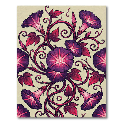 Vibrant Magenta Morning Glory Botanical Rug