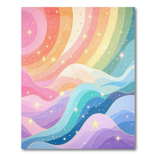 Whimsical Sparkling Rainbow Waves Rug