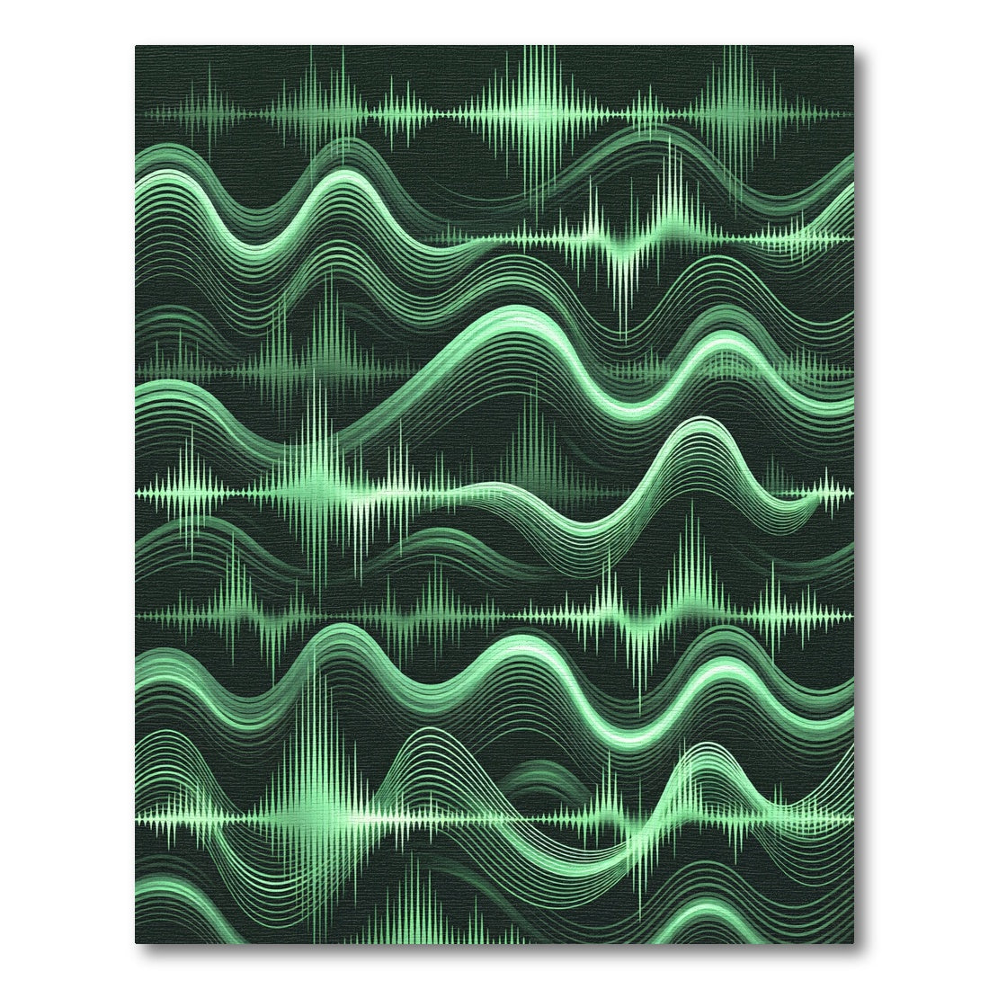 Green Audio Wave Line Art Rug
