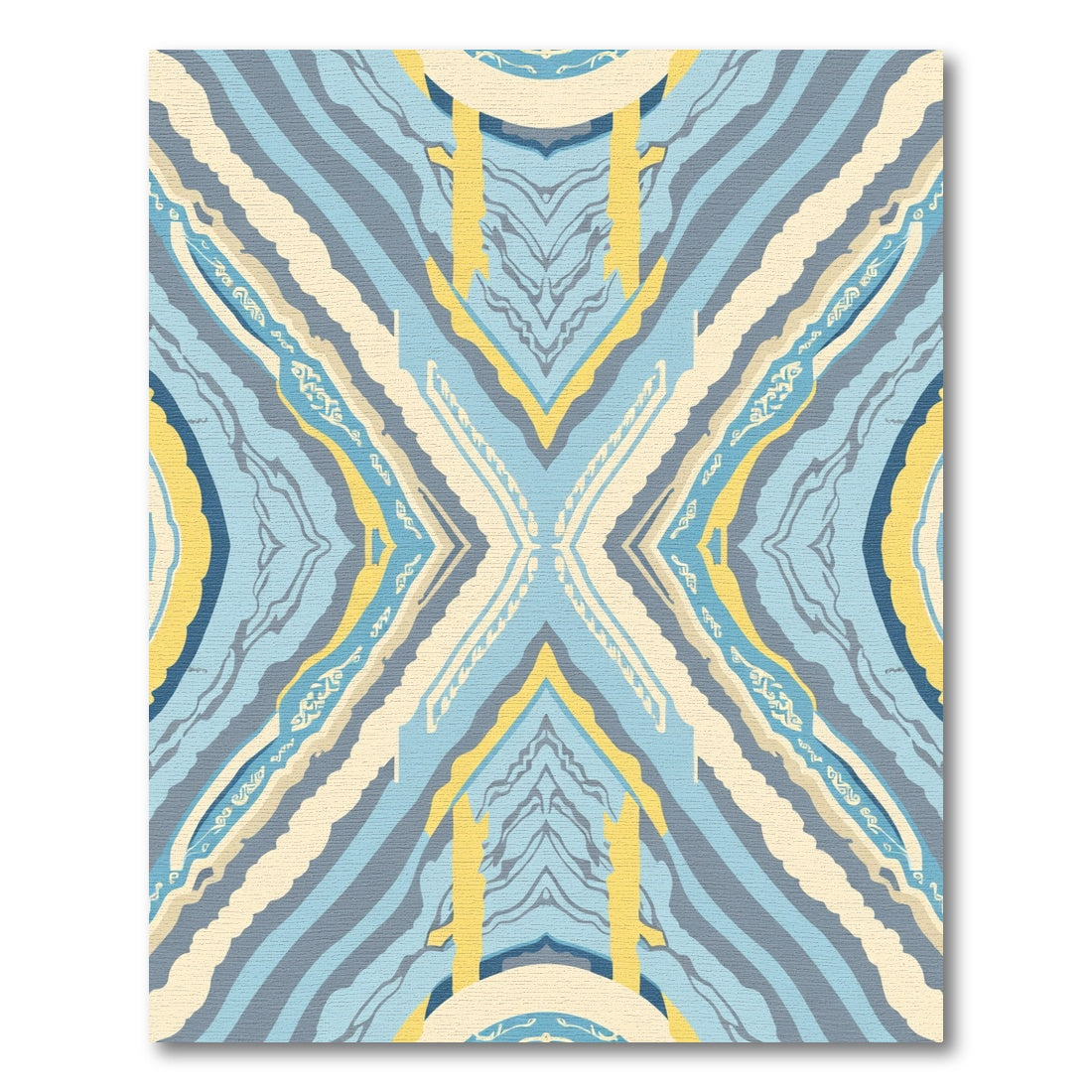 Blue Yellow Abstract Stripe Geometric Rug