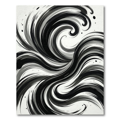 Monochromatic Ink Swirl Abstract Rug