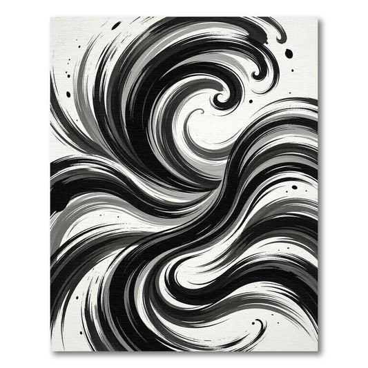Monochromatic Ink Swirl Abstract Rug