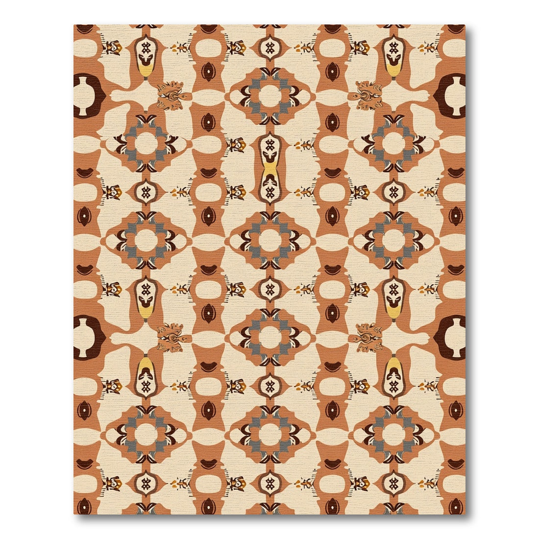 Earthy Terra Cotta Abstract Symmetry Rug
