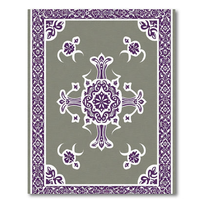 Rich Plum Damask Floral Medallion Rug