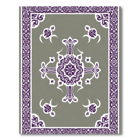 Rich Plum Damask Floral Medallion Rug