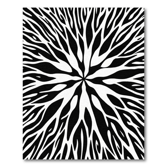 Black White Radial Abstract Zebra Stripes Rug