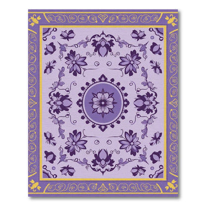 Lavender Purple Floral Medallion Border Rug