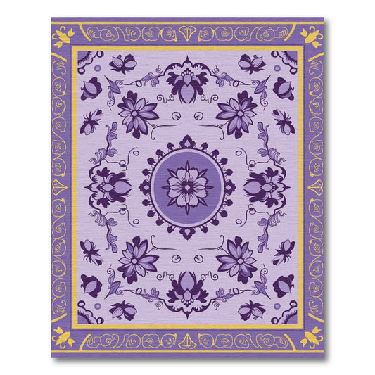 Lavender Purple Floral Medallion Border Rug