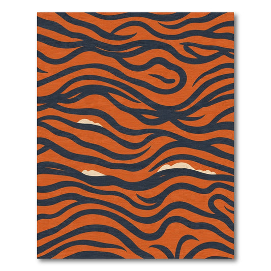 Orange Navy Swirling Tiger Stripes Rug