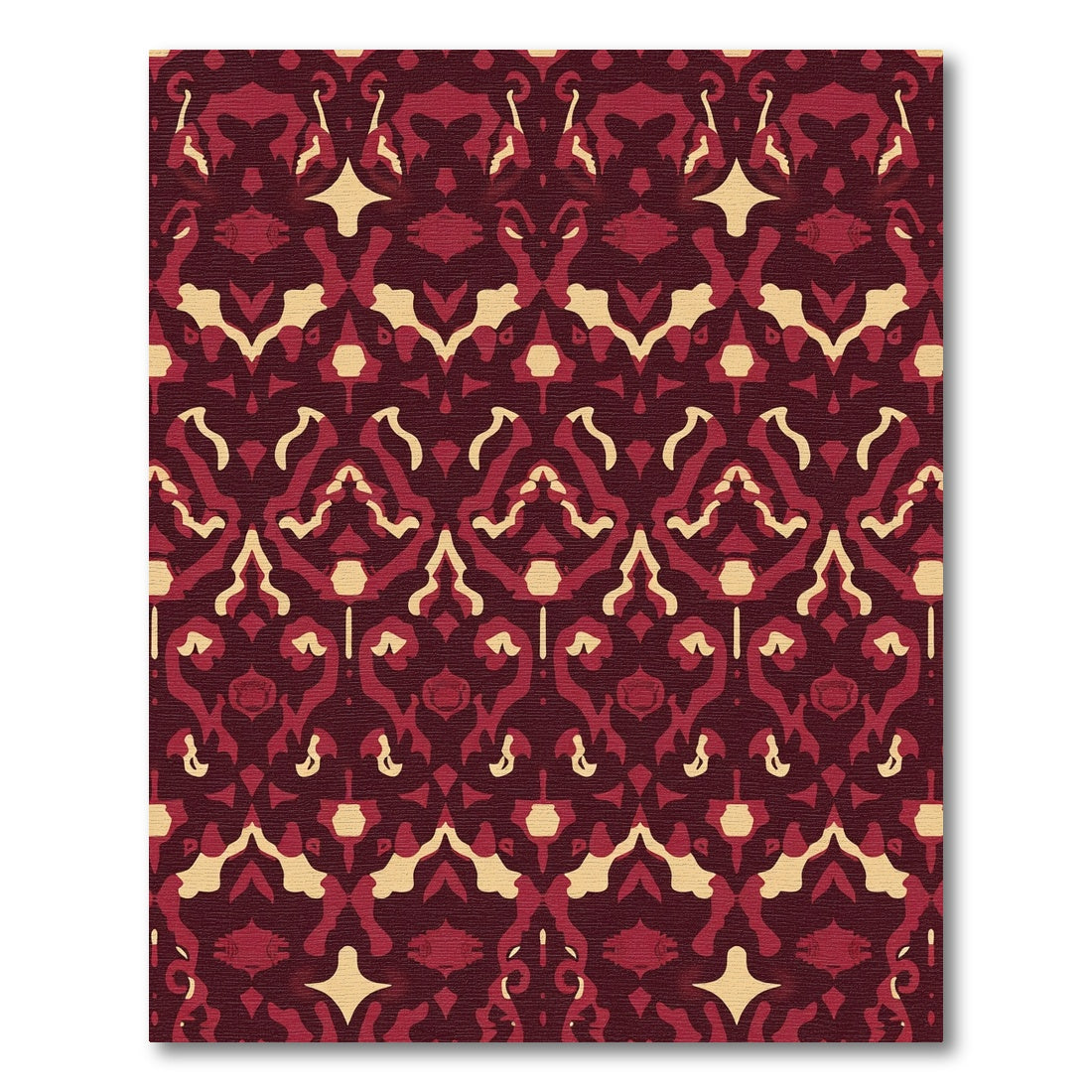 Deep Crimson Abstract Heritage Pattern Rug