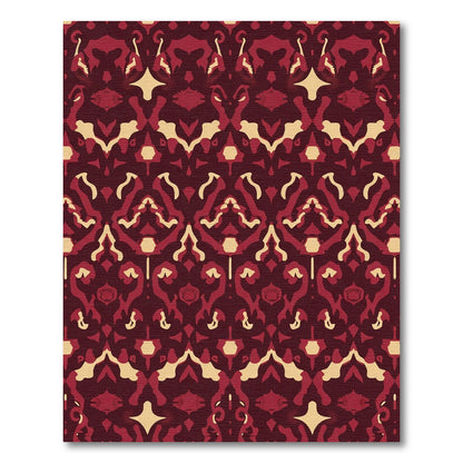 Deep Crimson Abstract Heritage Pattern Rug