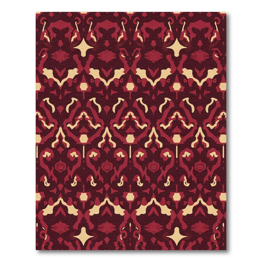 Deep Crimson Abstract Heritage Pattern Rug