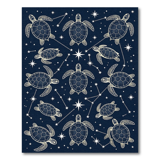 Celestial Sea Turtle Midnight Constellation Rug