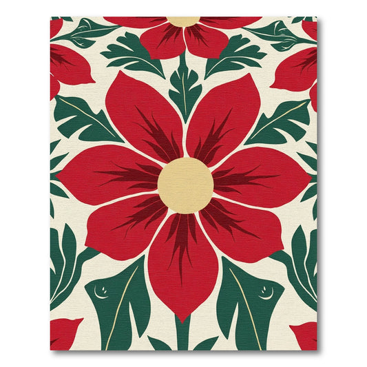 Bold Red Floral Garden Rug
