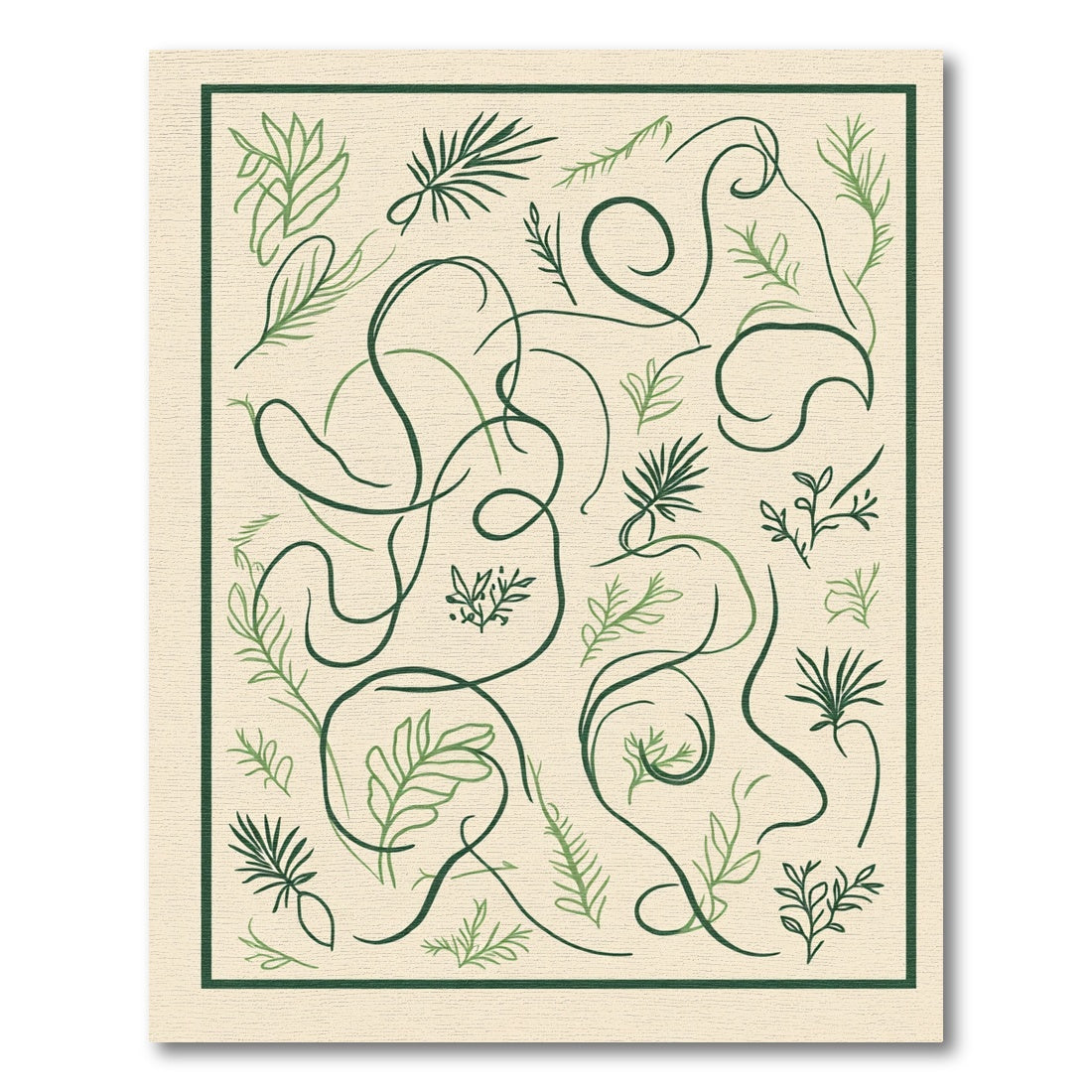 Whimsical Botanical Swirls Green Rug