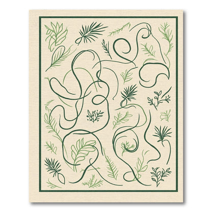 Whimsical Botanical Swirls Green Rug