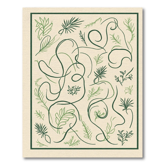 Whimsical Botanical Swirls Green Rug