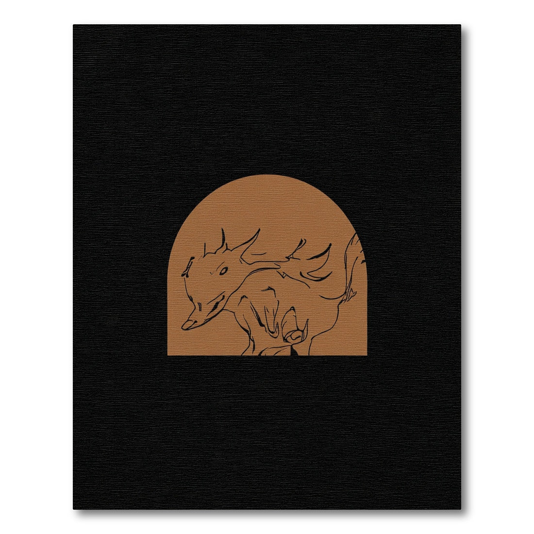Brown Sketchy Dragon Arc Rug